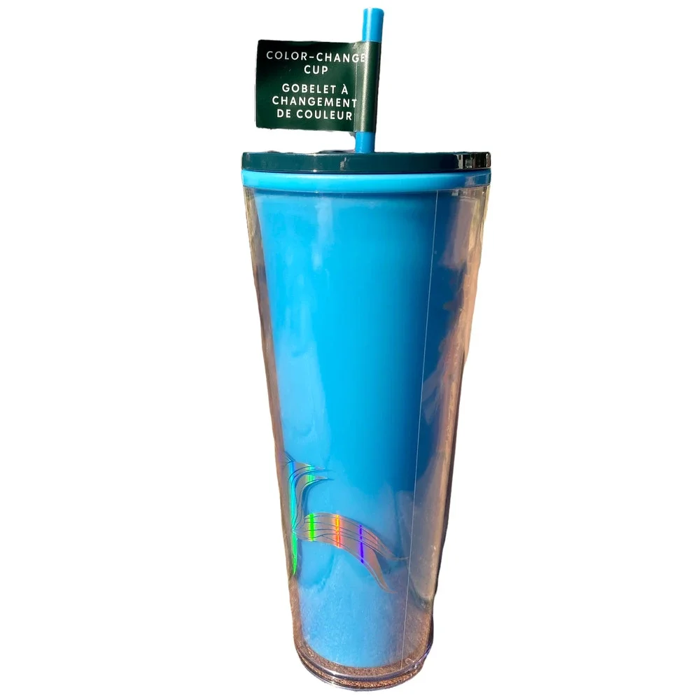 🖤 Starbucks Siren Tumbler Color Change Cold Cup Blue Christmas 2021 24oz 🖤 - Picture 7 of 12
